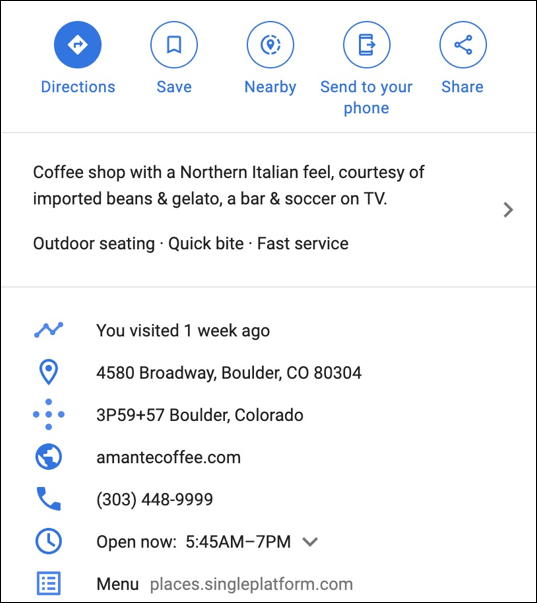 google maps - info on venue