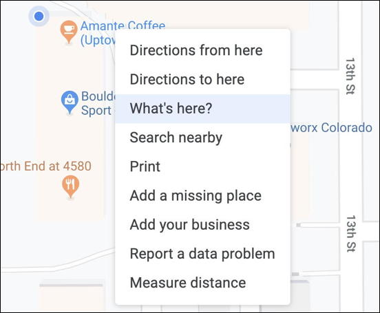 google maps - right click - what's here?