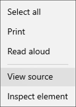 win10 microsoft edge - context menu with view source