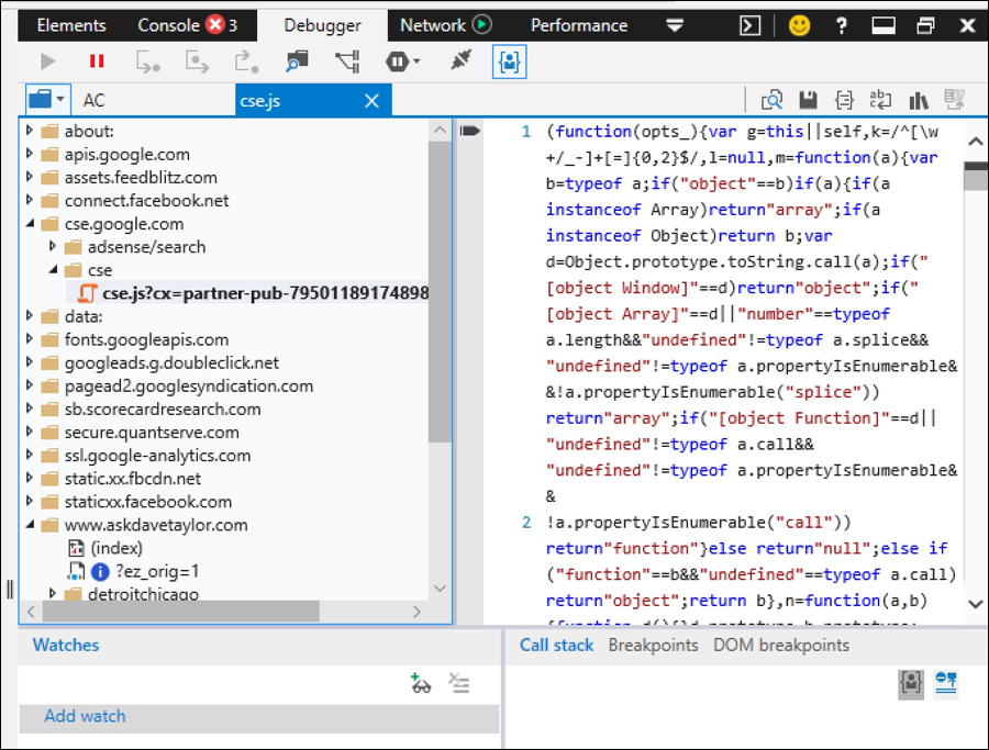 microsoft edge source page debugger view html source