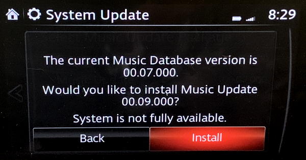 mazda infotainment firmware update - are you sure update?