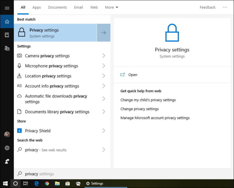 win10 search - privacy