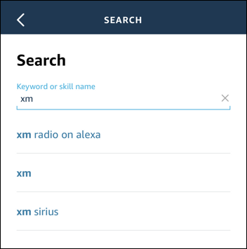 alexa skills search - xm radio sirius