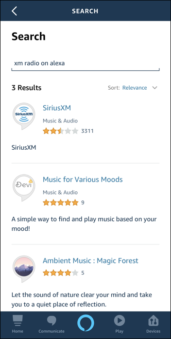 alexa skills - sirius xm