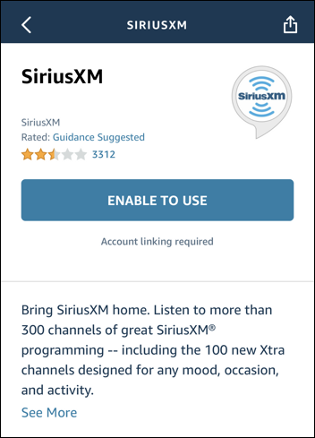 sirius xm alexa skill