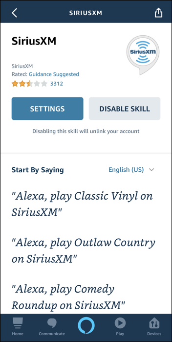 siriusxm alexa skill enabled