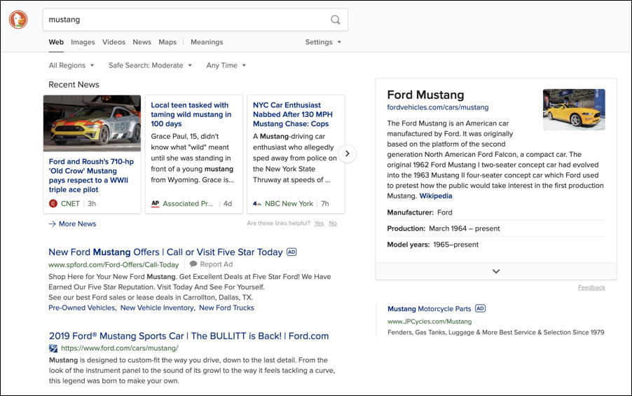 duckduckgo search for mustang