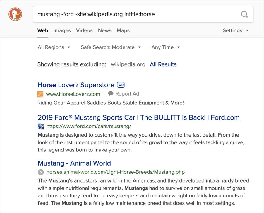 duckduckgo search - intitle example