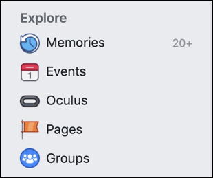 facebook explore menu