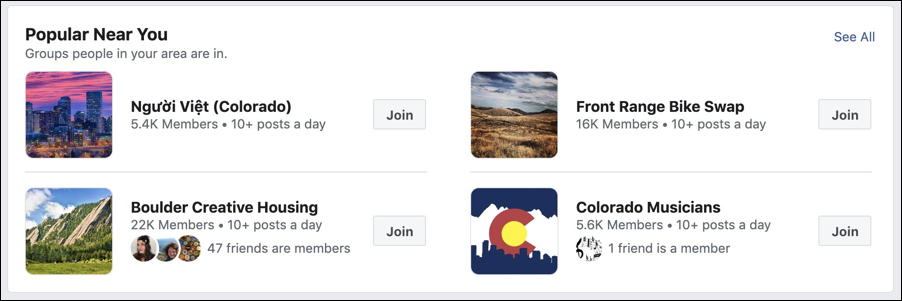 facebook groups - popular near you