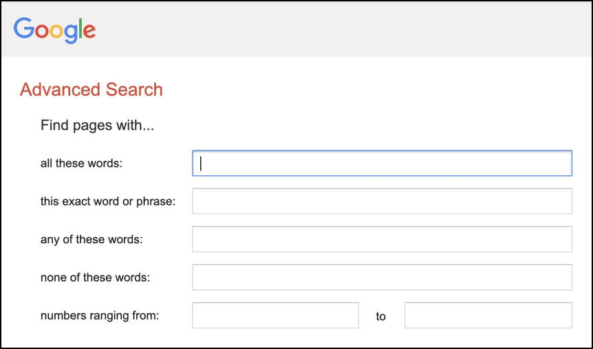 google advanced search - part 1