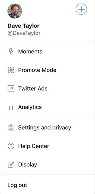 new twitter more menu settings