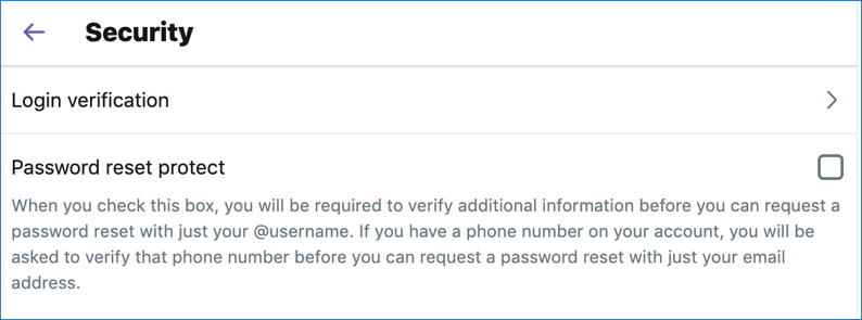 twitter security settings options
