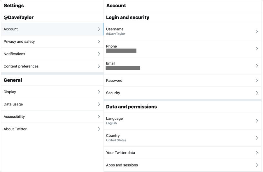 settings and privacy - twitter - new Ui