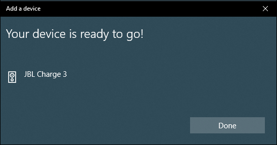 windows 10 - bluetooth paired - device ready to go