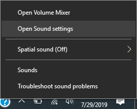 win10 - open sound settings
