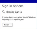 windows win10 sleep signin login security options