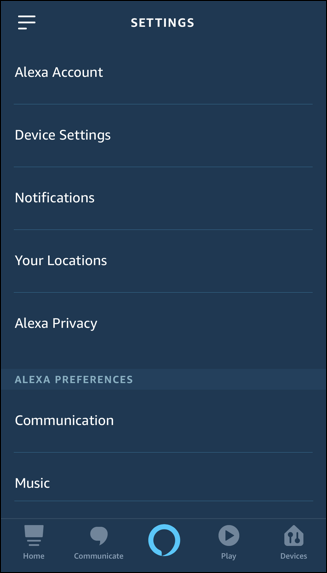 amazon alexa settings