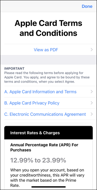apple card - rates and terms - apr