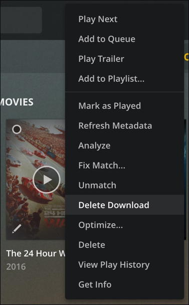 plex tv delete downloaded media movie tv episode show