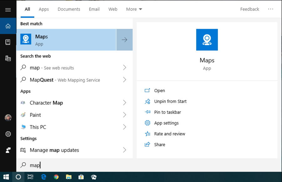 win10 search - maps