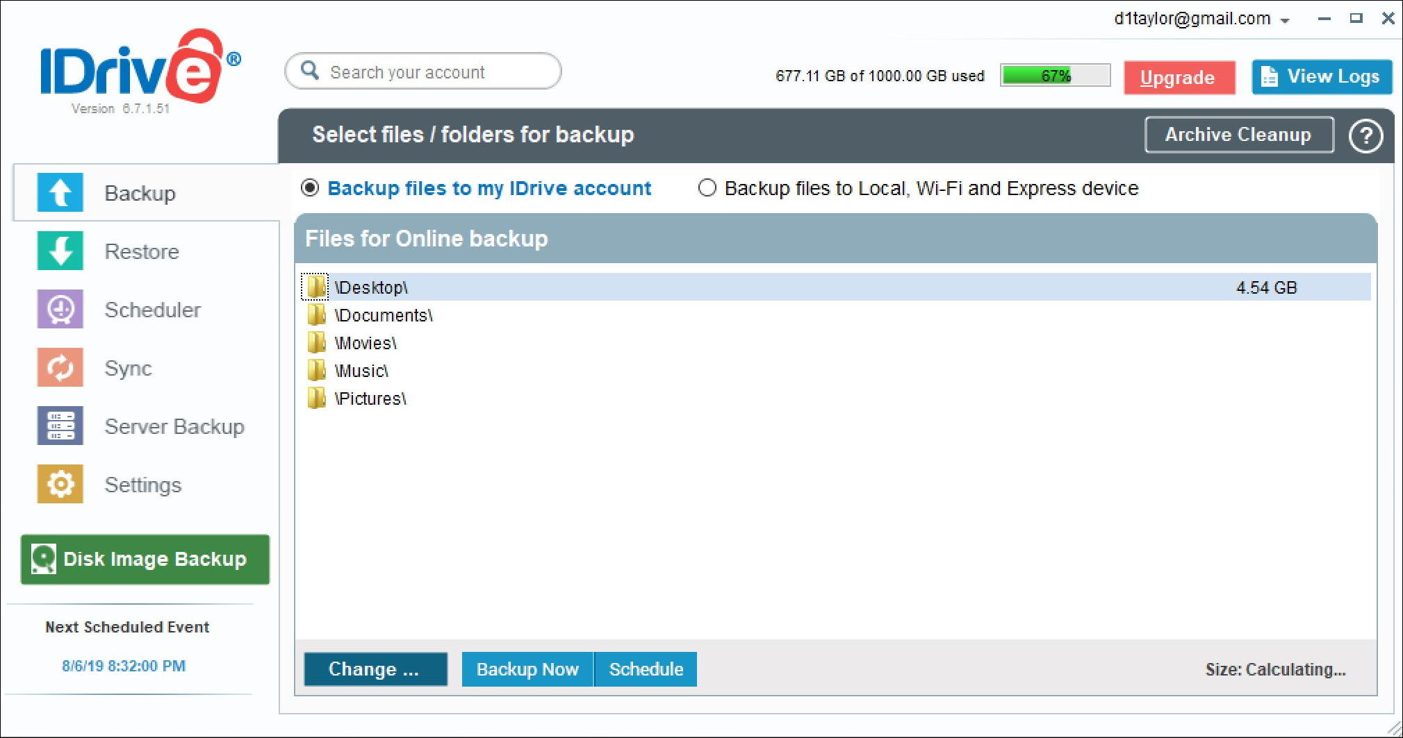 set up what to back up - idrive windows