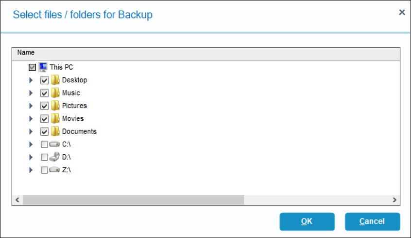 folders to back up - idrive windows win10 backup