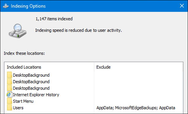 windows 10 - file count files indexed - search