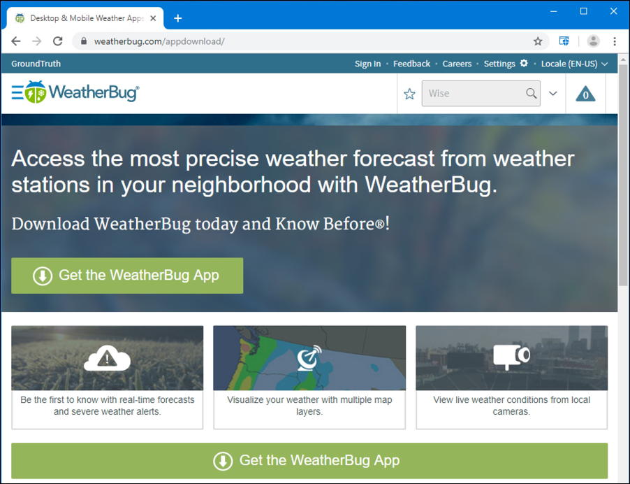 weatherbug.com home page download app program