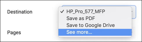 mac google chrome - printer destinations