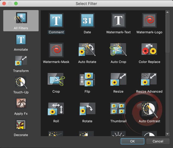 mac batchphoto filters available