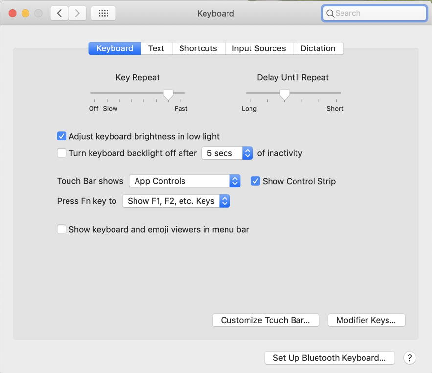 macos x - system preferences - keyboard