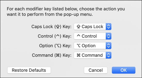 mac keyboard settings - modifier keys