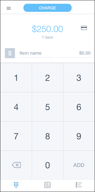 paypal here point of sale - enter credit card - ready to charge