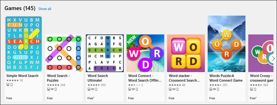 microsoft store - games word search