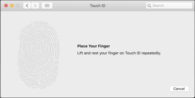 place finger on touchid sensor - macbook pro