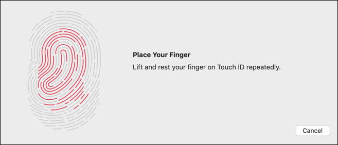 entering fingerprint data - touchid macos macbook touchbar
