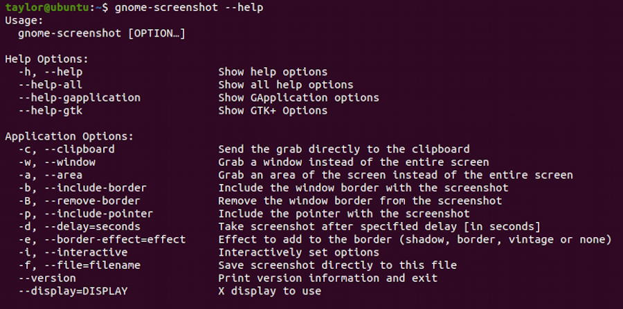 ubuntu linux screenshot program - gnome-screenshot help