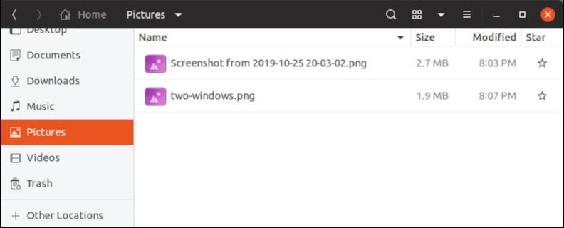 ubuntu linux screenshot program - file browser "pictures"