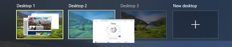 win10 virtual desktops in task view, close up