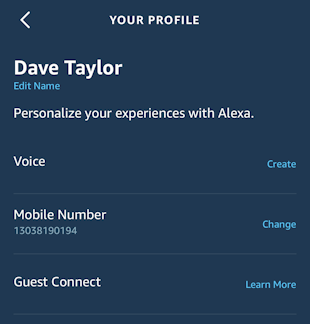 alexa app iphone - your profile