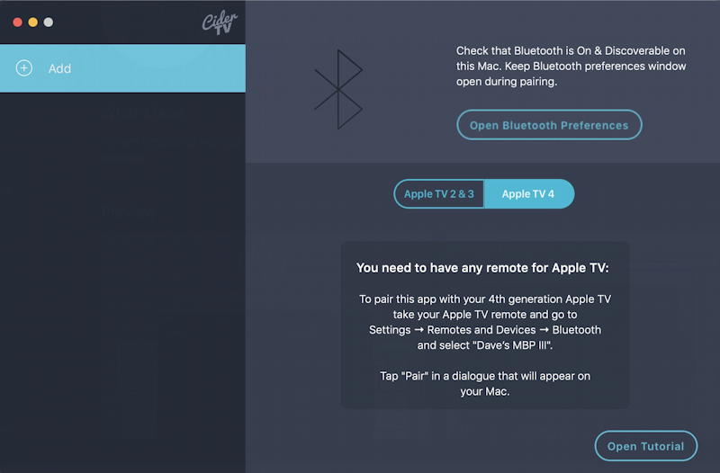 pair cidertv mac with appletv remote