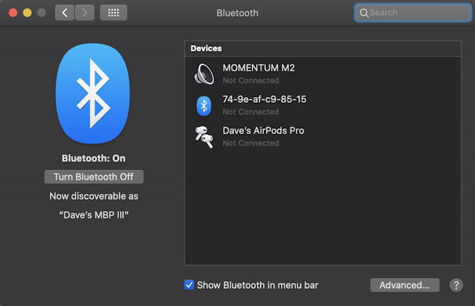 mac bluetooth settings