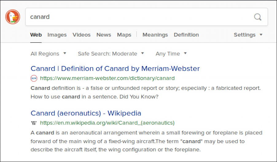 duckduckgo search results - canard