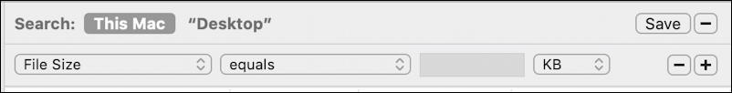 macos x mac smart folder - smart search file size