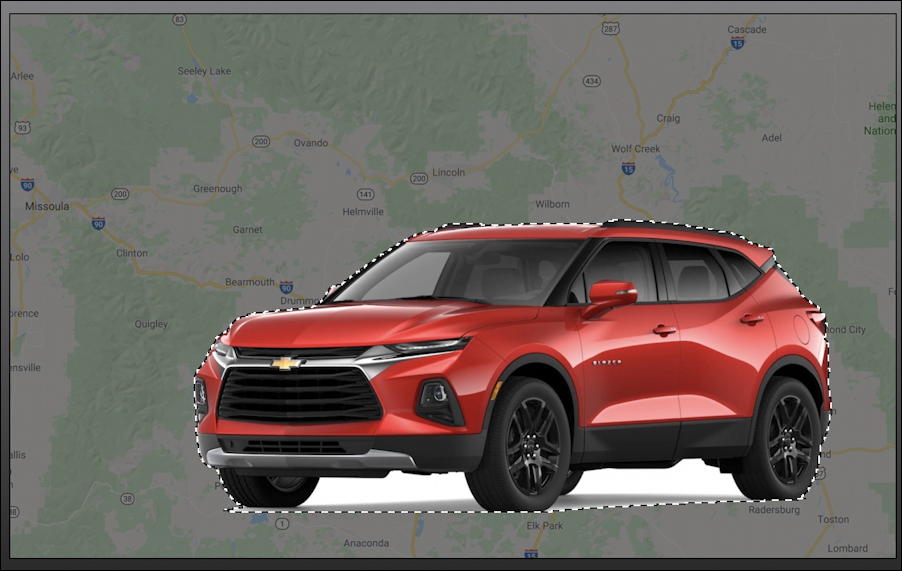 car pasted on top of map superimposed GraphicConverter mac