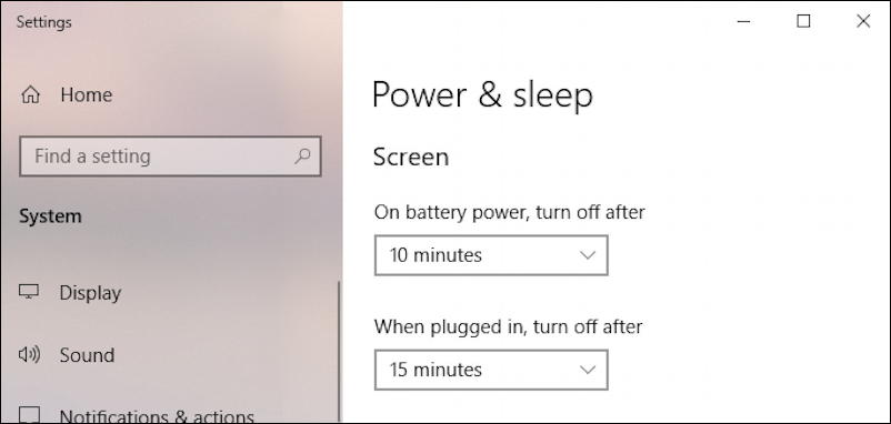 win10 power and sleep energy display monitor off settings