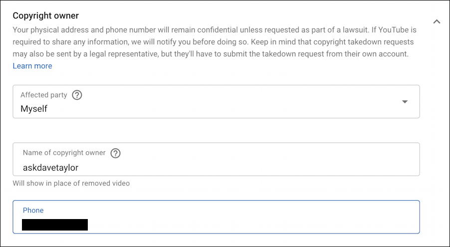 youtube copyright violations takedown request  details 1