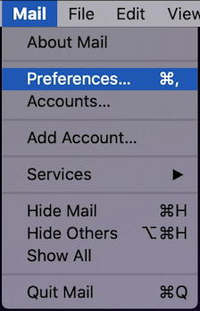 apple mail - preferences menu