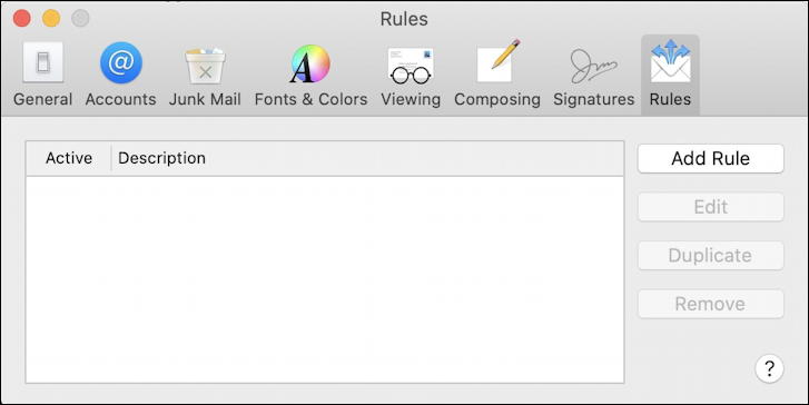 apple mail preferences - rules